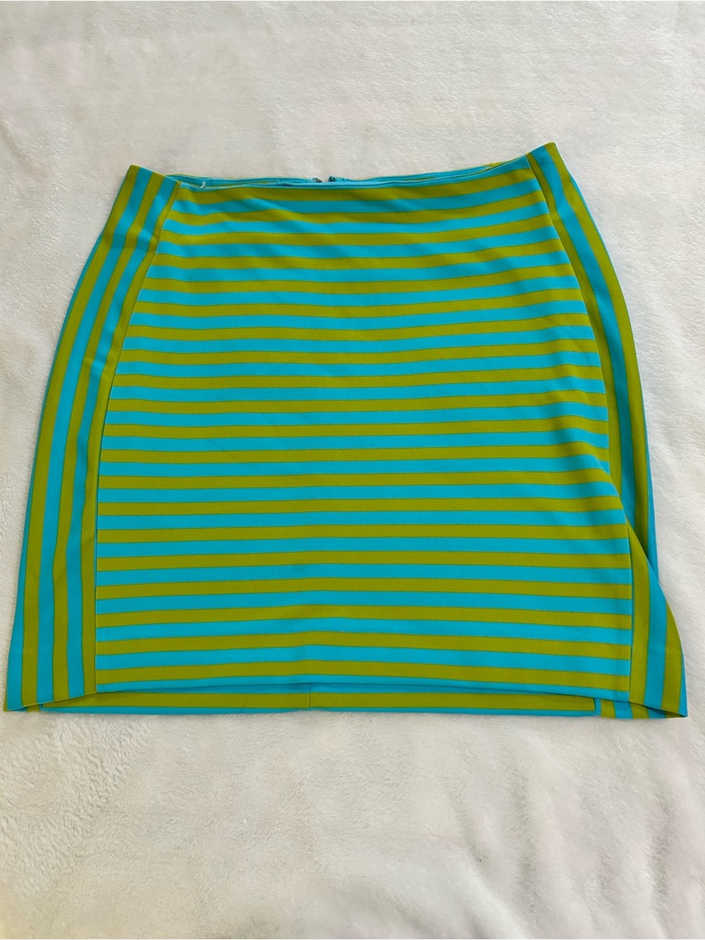 Michael Kors Aqua and Olive Striped Mini Skirt